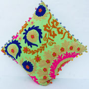 Suzani Cushion Cover Embroidery Pom Pom Square Pillow Cases