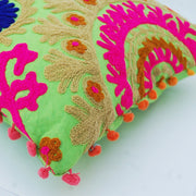 Suzani Cushion Cover Embroidery Pom Pom Square Pillow Cases