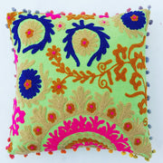 Suzani Cushion Cover Embroidery Pom Pom Square Pillow Cases