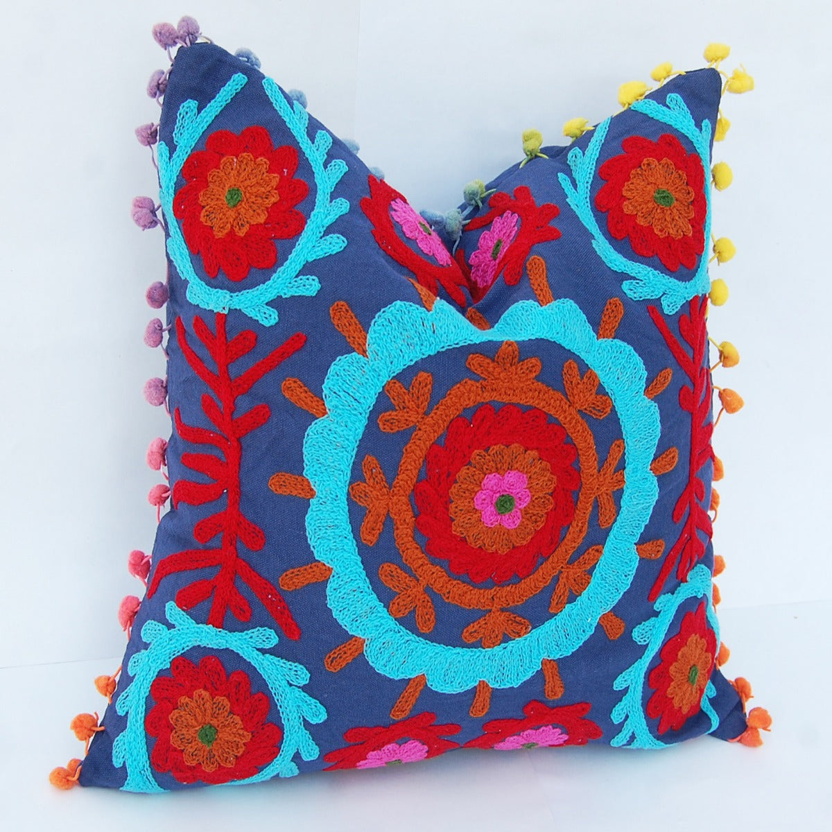 Indian Embroidery Suzani Cushion Cover Square Pillow - CraftJaipur