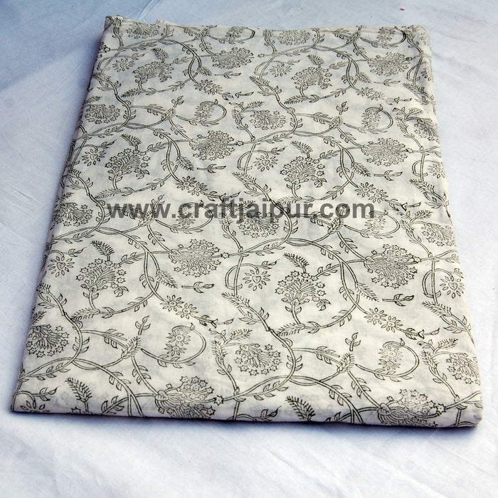 Handmade Floral Sanganeri Block Printed Natural Cotton Fabric