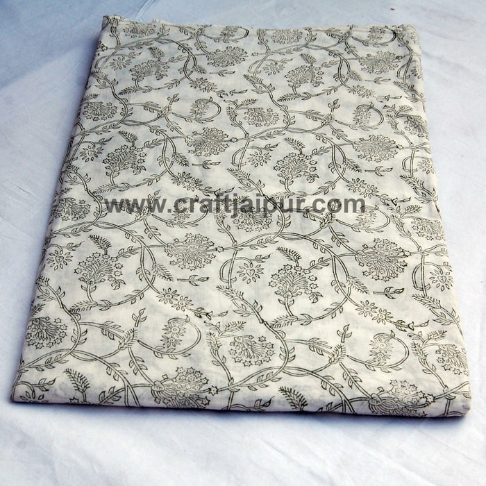 Handmade Floral Sanganeri Block Printed Natural Cotton Fabric - CraftJaipur