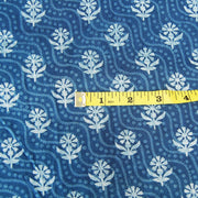 Handmade Indigo Blue Floral Block Printed Cotton Fabric
