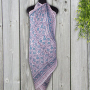 Hand Made Cotton Sarong ,Indian Hand Block Print Scarves, Decorative Floral Print Duppta, Women Beach Pareo, Block Print Sarong-CraftJaipur