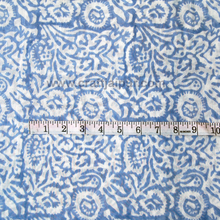 Handmade Indigo Blue Sanganeri Block Printed Indian Fabrics-Craft Jaipur