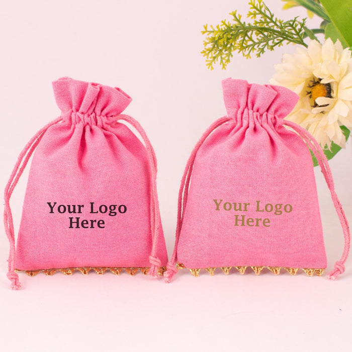 Custom Cotton Drawstring Pouch Personalized Logo Printed Gift Packaging Cosmetic Bags Jewelry Packaging Pouch Bag