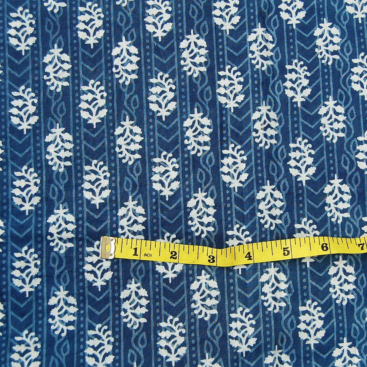 Indigo Blue Floral Block Printed Cotton Fabric Dress Material - CraftJaipur
