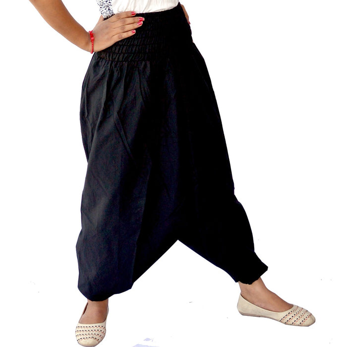 Women Harem Cotton Aladdin Black Trousers Yoga Dance Pants-Craft Jaipur