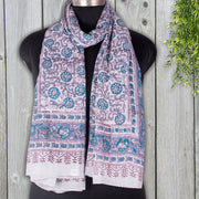 Hand Made Cotton Sarong ,Indian Hand Block Print Scarves, Decorative Floral Print Duppta, Women Beach Pareo, Block Print Sarong-CraftJaipur