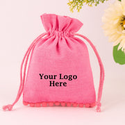 Cotton Bags with Your Logo Print Drawstring Pouches Custom Jewelry Packaging Bags Chic Wedding Favor Bags Jewelry Pouch