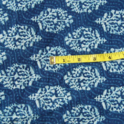 Indigo Blue Floral Block Printed Cotton Christmas Gift Fabric