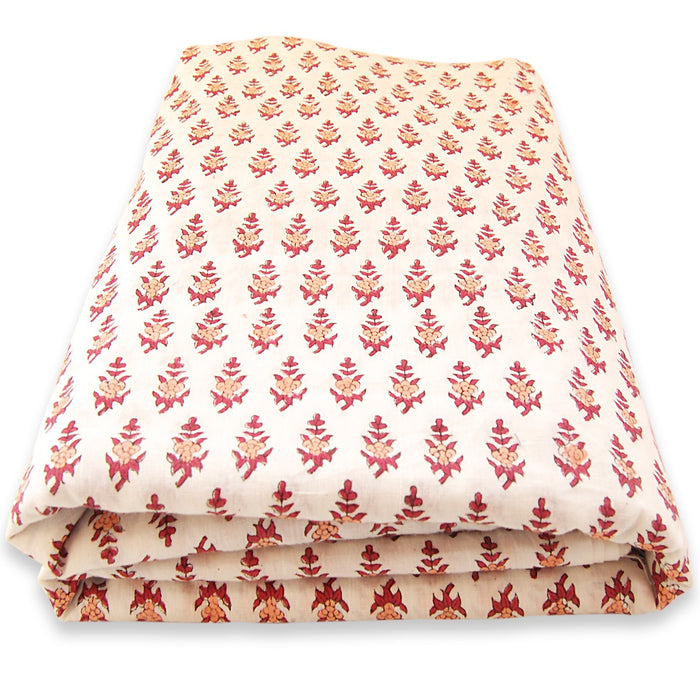 Wooden Block Floral Printed Natural Cotton Indian Fabric-Craft Jaipur