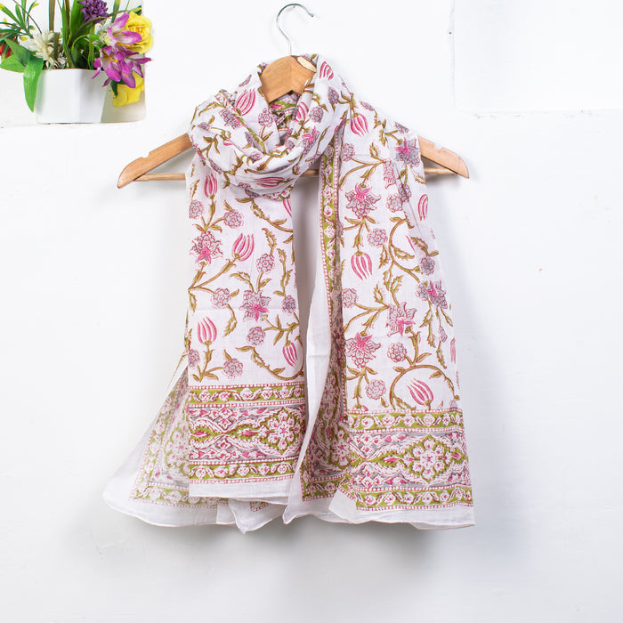 Beautiful Floral Print Scarves Colorful Boho Pattern Lightweight Soft Voile Scarf - CraftJaipur