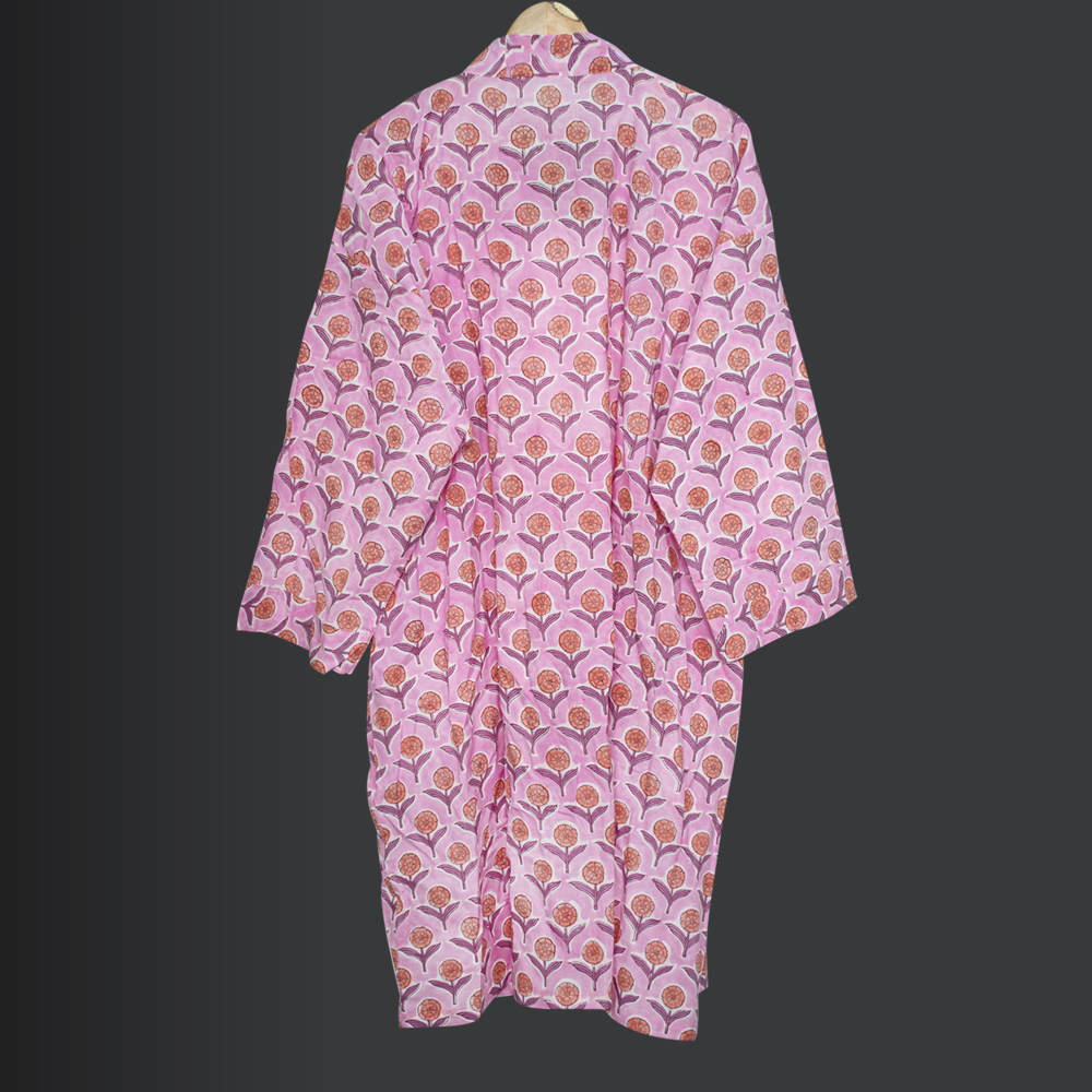 Women Cotton Kimono Dressing Gown, Boho Bathrobes, Lightweight Cotton Robes for Women