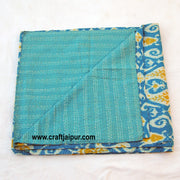Kantha Quilt Indian Bedspread, Throw Handmade Queen Blanket Gudri Ralli