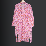 Women Cotton Kimono Dressing Gown, Boho Bathrobes, Lightweight Cotton Robes for Women