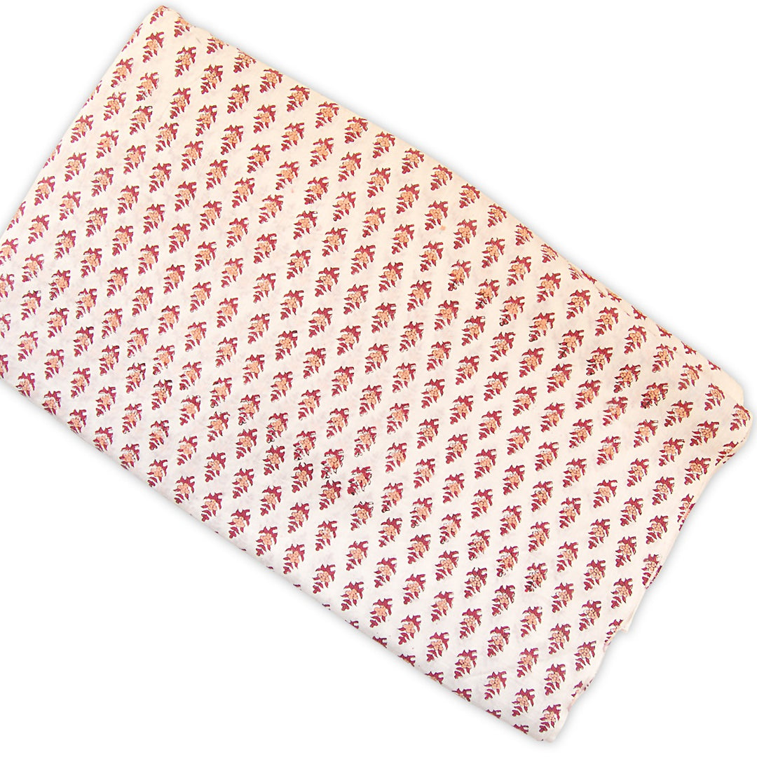 Wooden Block Floral Printed Natural Cotton Indian Fabric-Craft Jaipur