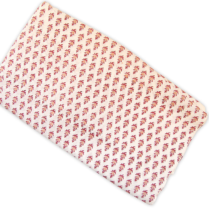 Wooden Block Floral Printed Natural Cotton Indian Fabric-Craft Jaipur