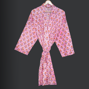 Women Cotton Kimono Dressing Gown, Boho Bathrobes, Lightweight Cotton Robes for Women