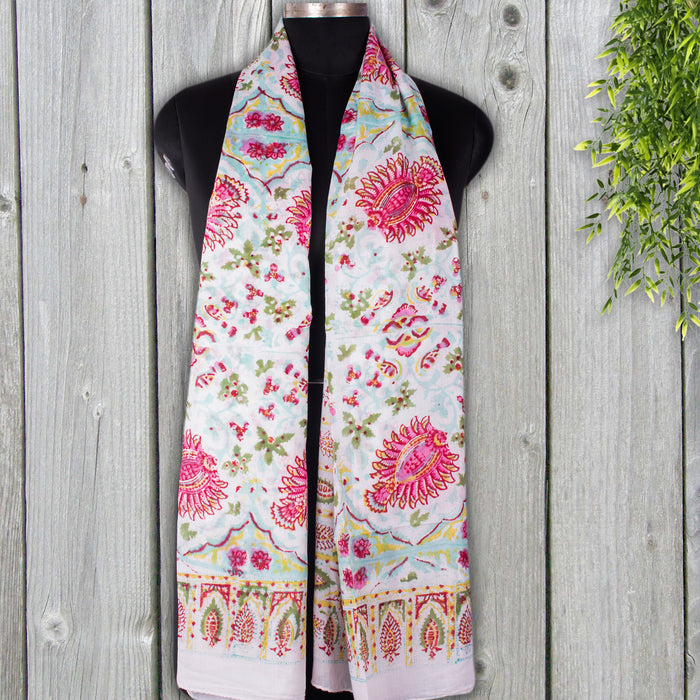 Indian Hand Block Print Cotton Sarong, Handmade Floral Print Scarves, Handmade Women Beach Pareo, Decorative Cotton Duppta Sanganeri Scarf