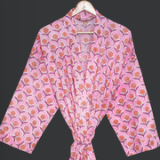 Women Cotton Kimono Dressing Gown, Boho Bathrobes, Lightweight Cotton Robes for Women