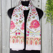 Indian Hand Block Print Cotton Sarong, Handmade Floral Print Scarves, Handmade Women Beach Pareo, Decorative Cotton Duppta Sanganeri Scarf