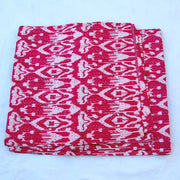 Indian Queen Size Kantha Quilt, Floral Printed Gudri, Handmade Bedspread Throw