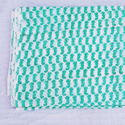 Wooden Block Printed Floral Running Natural Cotton Fabric