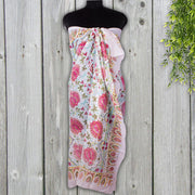 Indian Hand Block Print Cotton Sarong, Handmade Floral Print Scarves, Handmade Women Beach Pareo, Decorative Cotton Duppta Sanganeri Scarf