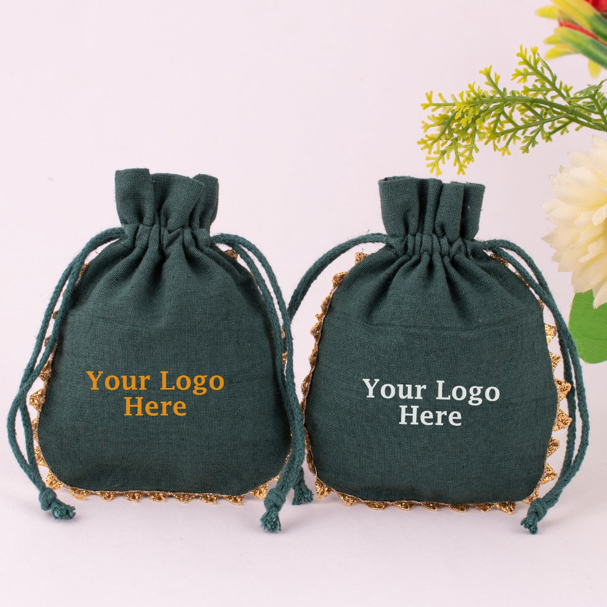 Custom Jewelry Packaging Pouch Custom Logo Print Package Supplies Cotton Jewelry Bags