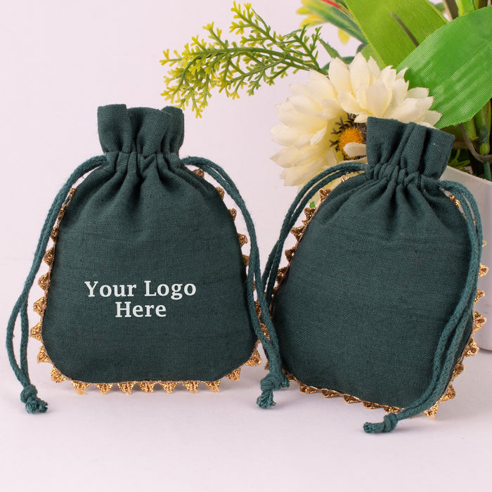 50pcs Custom Cotton Bag Jewelry Pouch Personalized LOGO Craft Package  Sachet Cosmetic Gift Jewelry Packaging Pouch Single Side String 