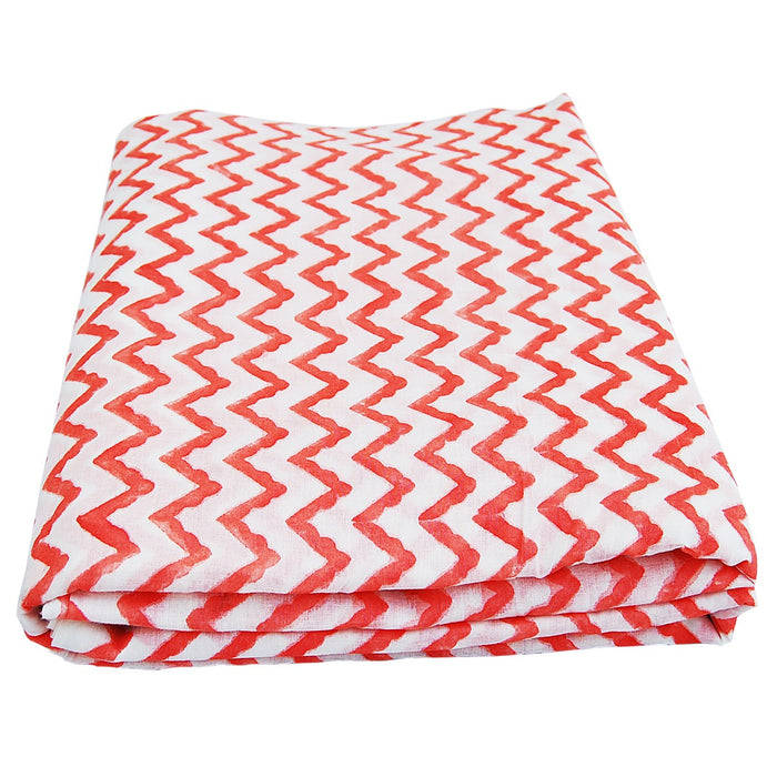 Zig Zag Block Printed Cotton Running Voile Clothing Fabric - CraftJaipur