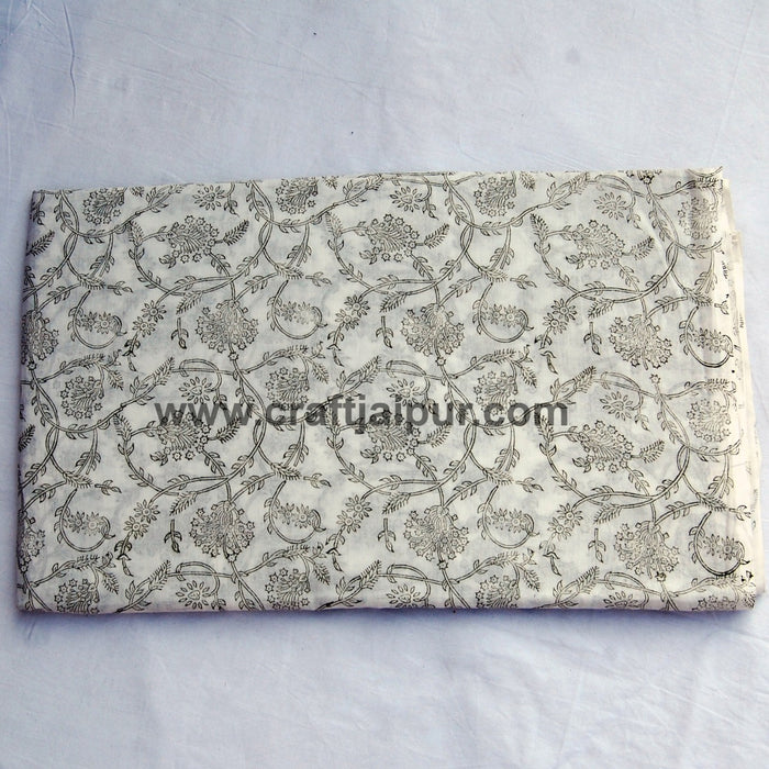 Handmade Floral Sanganeri Block Printed Natural Cotton Fabric - CraftJaipur