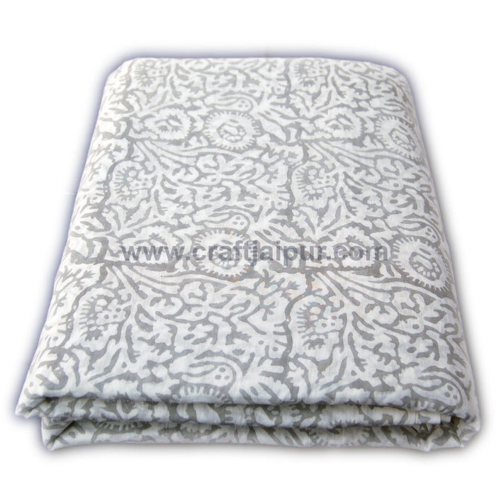 Floral Block Printed Cotton Fabric Sewing Voile Material-Craft Jaipur