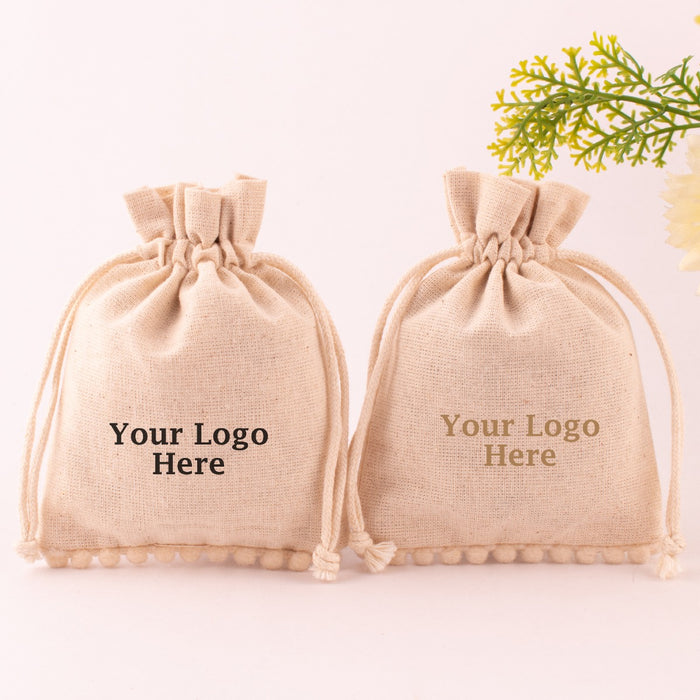 Custom Jewerly Packaging Pouch Logo Personalized Drawstring Bag Small Wedding Favor Ring Cotton Pouch Bag