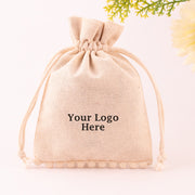 Custom Jewelry Packaging Pouch Logo Personalized Drawstring Bag Small Wedding Favor Ring Cotton Pouch Bag