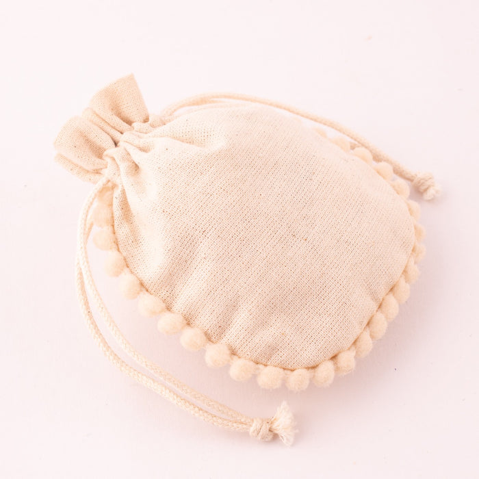 Pack Of 100 Natural Cotton Jewelry Packaging Pouch, Designer Wedding Favor Bags - CraftJaipur