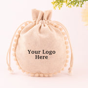 Pack Of 100 Natural Cotton Jewelry Packaging Pouch, Designer Wedding Favor Bags - CraftJaipur