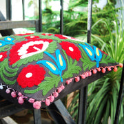Indian Embroidery Suzani Cushion Covers Pom Pom Pillow - CraftJaipur