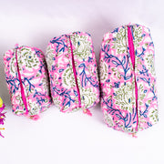 Block Printed Large Toiletry Bag, Waterproof Wash Bag, Makeup Bag, Cosmetic Bag, Travel Bag with Pockets, Jumbo Wash Bag Assorted