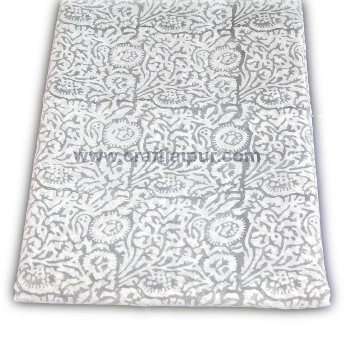Floral Block Printed Cotton Fabric Sewing Voile Material-Craft Jaipur