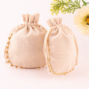 Pack Of 100 Natural Cotton Jewelry Packaging Pouch, Designer Wedding Favor Bags