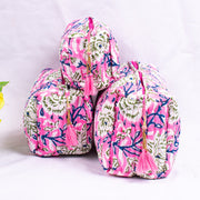 Block Printed Large Toiletry Bag, Waterproof Wash Bag, Makeup Bag, Cosmetic Bag, Travel Bag with Pockets, Jumbo Wash Bag Assorted