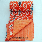Kantha Quilt, Indian Handmade Bedspread, Throw Cotton Gudari Ethnic Blanket Queen