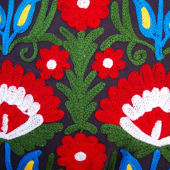 Indian Embroidery Suzani Cushion Covers Pom Pom Pillow-Craft Jaipur