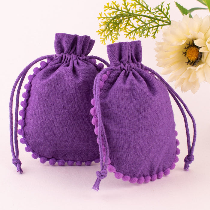 Pack  Of 100 Designer Purple Cotton Drawstring Pouch Custom Jewelry Packaging Pouch (Free Shipping)