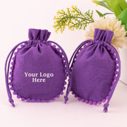 Pack  Of 100 Designer Purple Cotton Drawstring Pouch Custom Jewelry Packaging Pouch (Free Shipping)