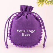 Pack  Of 100 Designer Purple Cotton Drawstring Pouch Custom Jewelry Packaging Pouch (Free Shipping)