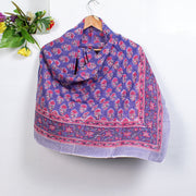 Decorative Floral Print Duppta, Women Beach Pareo, Block Print Sarong - CraftJaipur