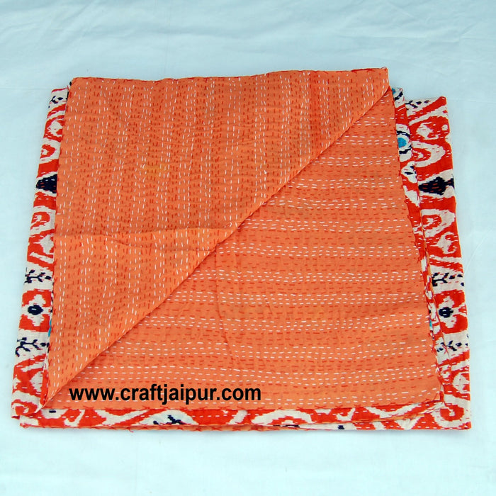 Kantha Quilt, Indian Handmade Bedspread, Throw Cotton Gudari Ethnic Blanket Queen